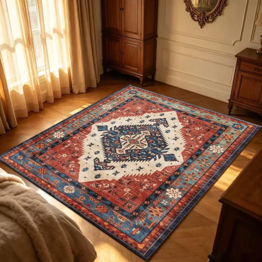 Tribal Red Diamond Brand, Soft and Comfortable, Suitable for All Seasons, Easy to Maintain, Machine Washable, Indoor Rug, Suitable for Living Room, Bedroom, Dining Room, Hallway, Office, Terrace, Home and Outdoor Decoration