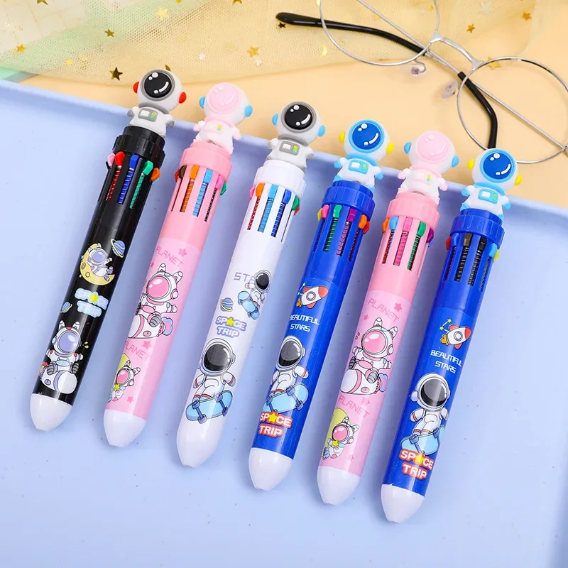 12 Pcs Wholesale Colorful Cartoon 10 Colors Astronaut Ballpoint Pens for Students and Office Workers