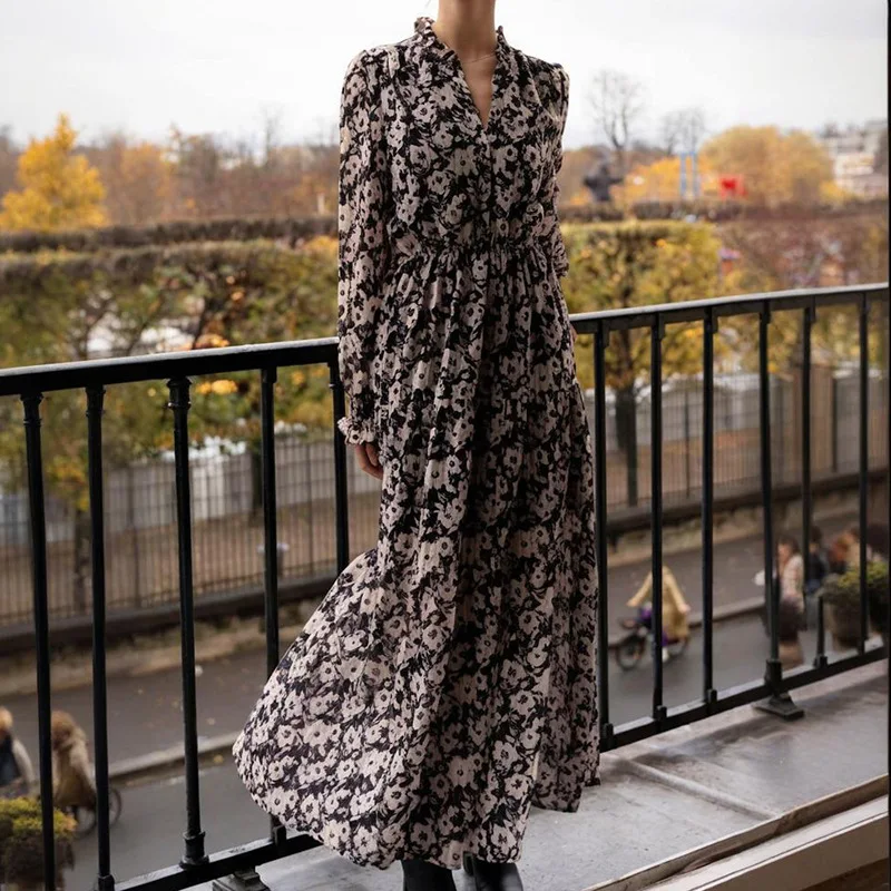

Long Dress Women Dresses A Line Vestidos Y2k Streetwear V Neck Full Sleeve High Waist Elegant Splice Party Night Work 2026