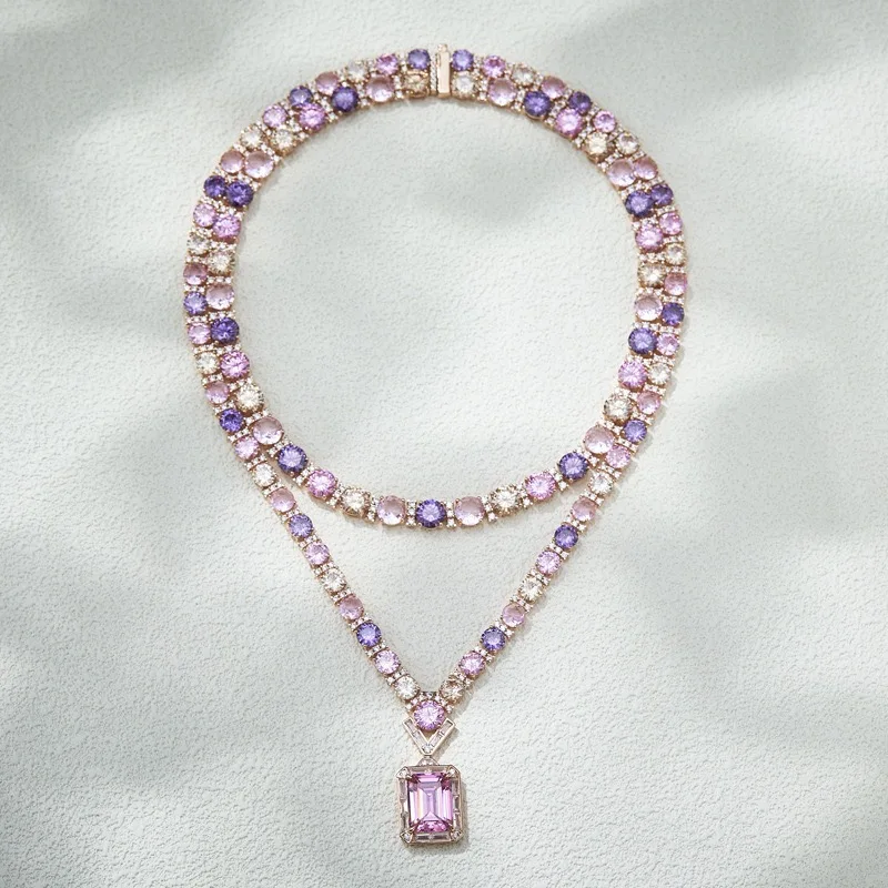 2025 fashion classic European and American retro luxury high-end shiny double chain design collarbone chain fashion banquet gift