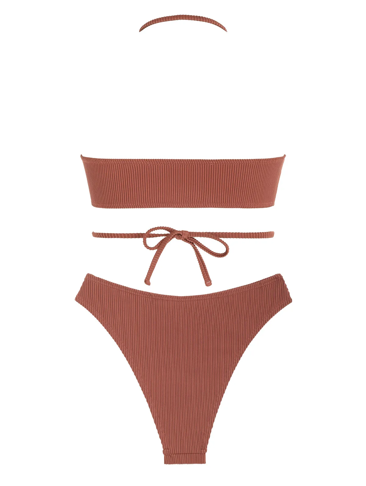 ZAFUL Multiway Ribbed High Leg Matching Cheeky Bikini Set