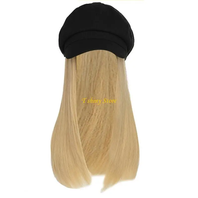 

N58F Popular Caps with Straight Hair Women Cosplay Party Dressingup Hat