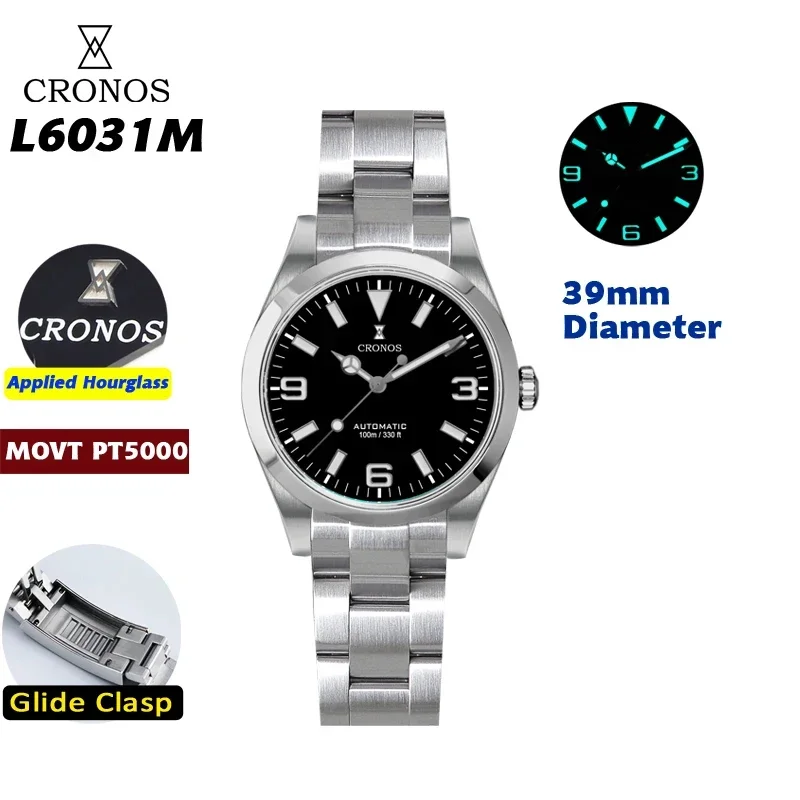 Cronos L6031 Luxury Watch PT5000 SW200 Fully Automatic Men's Watch 100M Diving Watch 39mm 316L BGW9 Men's Watches