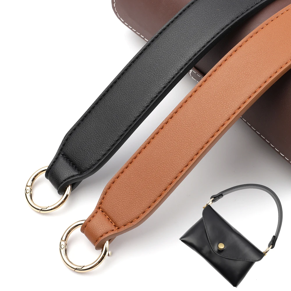 34cm Short PU Leather Purse Handle Replacement Wide Handbag Shoulder Bag Strap with Gold Buckle for Tote Bucket Bags Accessories