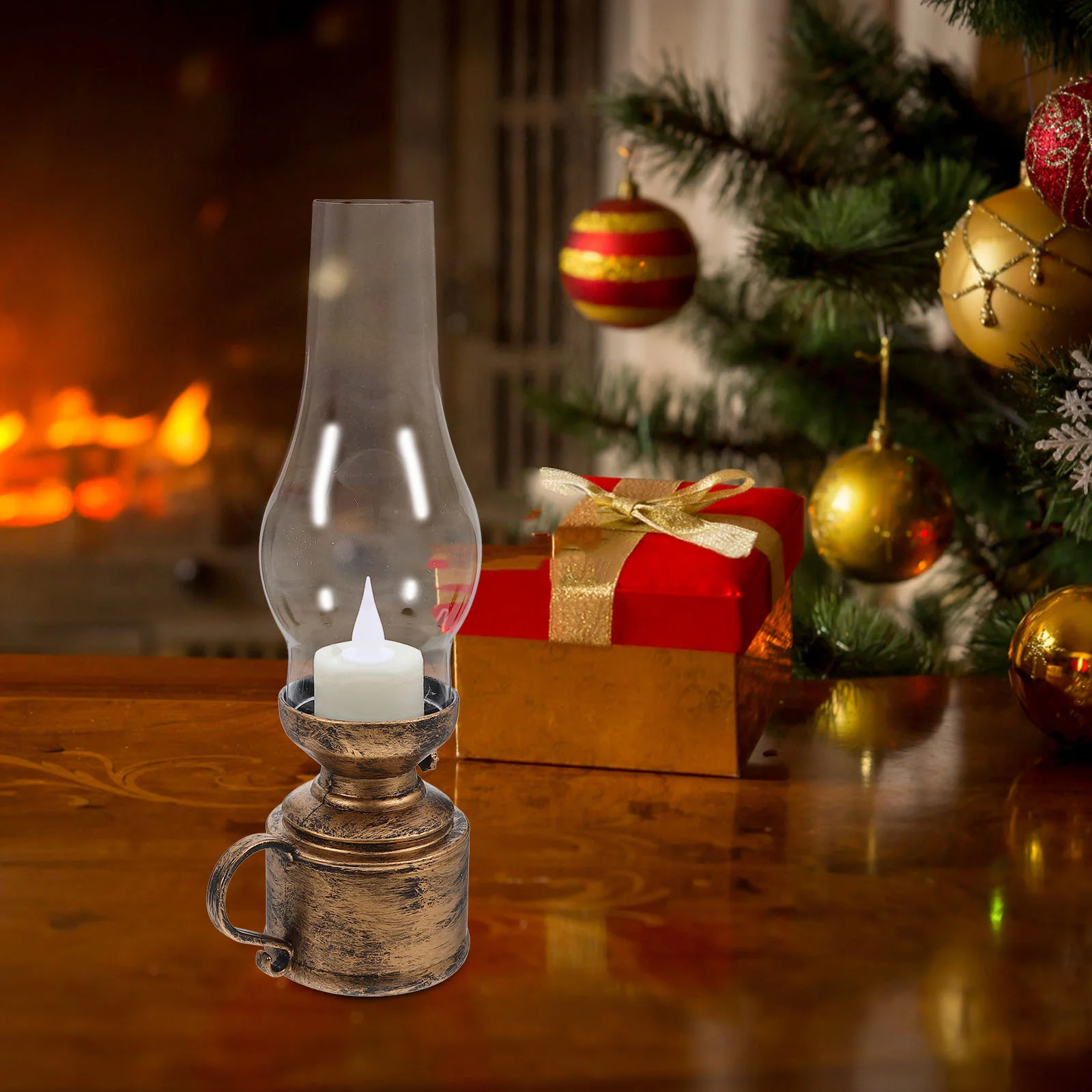 Retro Kerosene Lamp Lanterns Vintage LED Light Handheld Home Flameless Decor Crafts Large