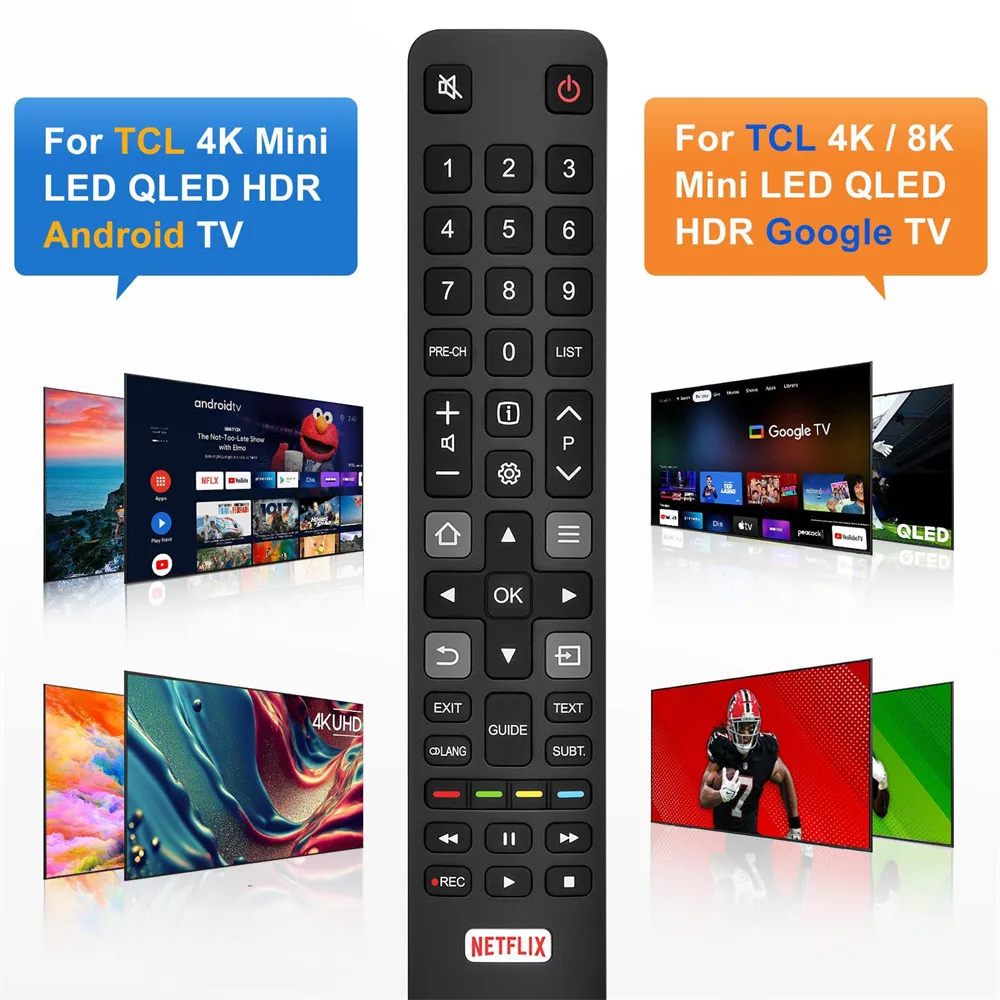 جهاز تحكم عن بعد بديل RC802N لتلفزيون TCL 4K HDTV P20 Series C2 Series 49C2US 55C2US 65C2US 75C2US YAI2 تلفزيونات ذكية