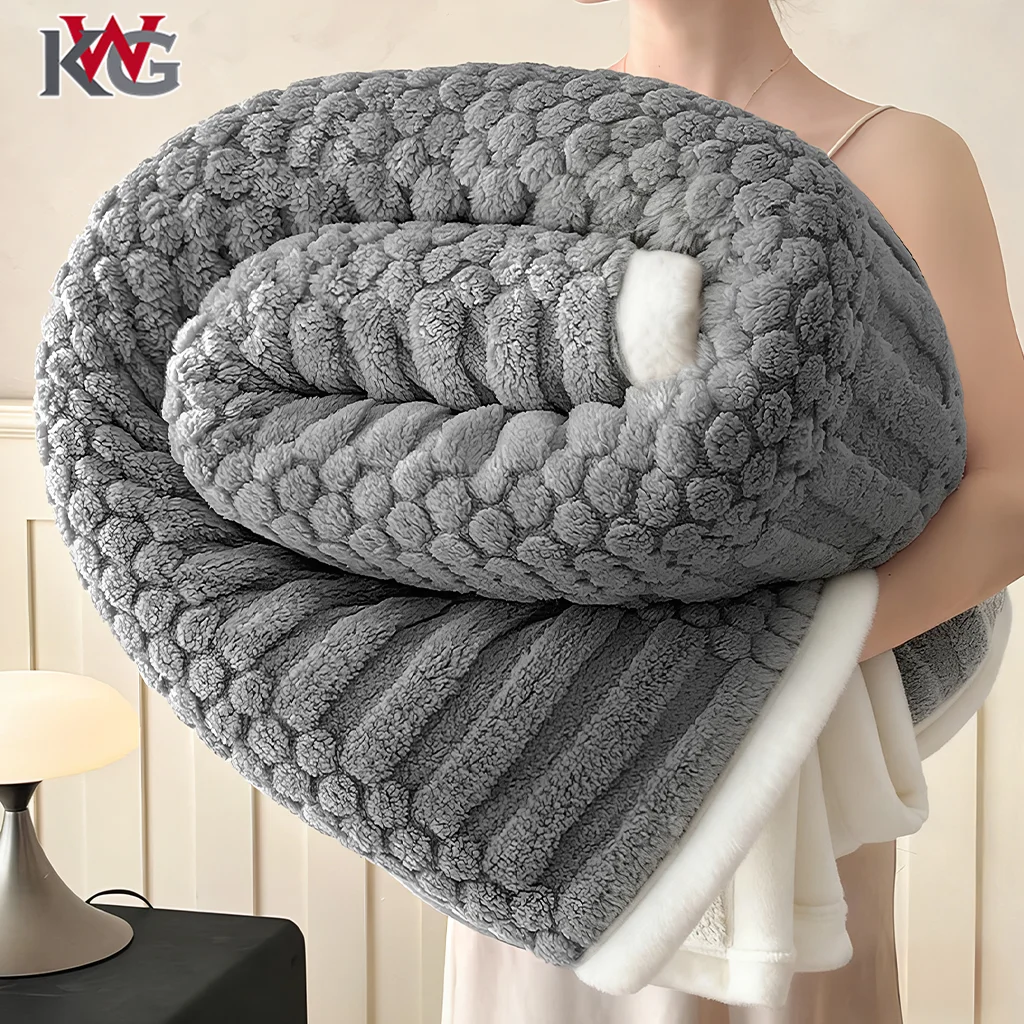 Warme, huidvriendelijke, kunstmatige lamswollen deken voor herfst en winter, verdikt, met een zachte, wolkachtige textuur, pluizig, knus en veelzijdig inzetbaar.