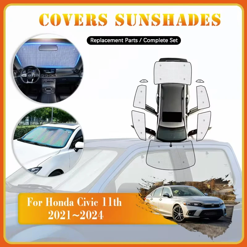 

Car Sunshade Cover For Honda Civic 11th Gen FE 2021 2022 2023 2024 Sedan Anti-UV Sunscreen Window Coverage Pads Auto Accessories