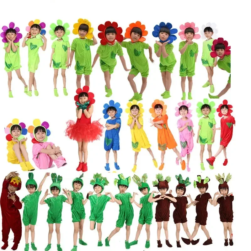 حماية البيئة للأطفال شجرة صغيرة كبيرة التمثيل زي الزهور والأشجار النمذجة العشب مرحلة الدراما الدعائم يوم الأطفال