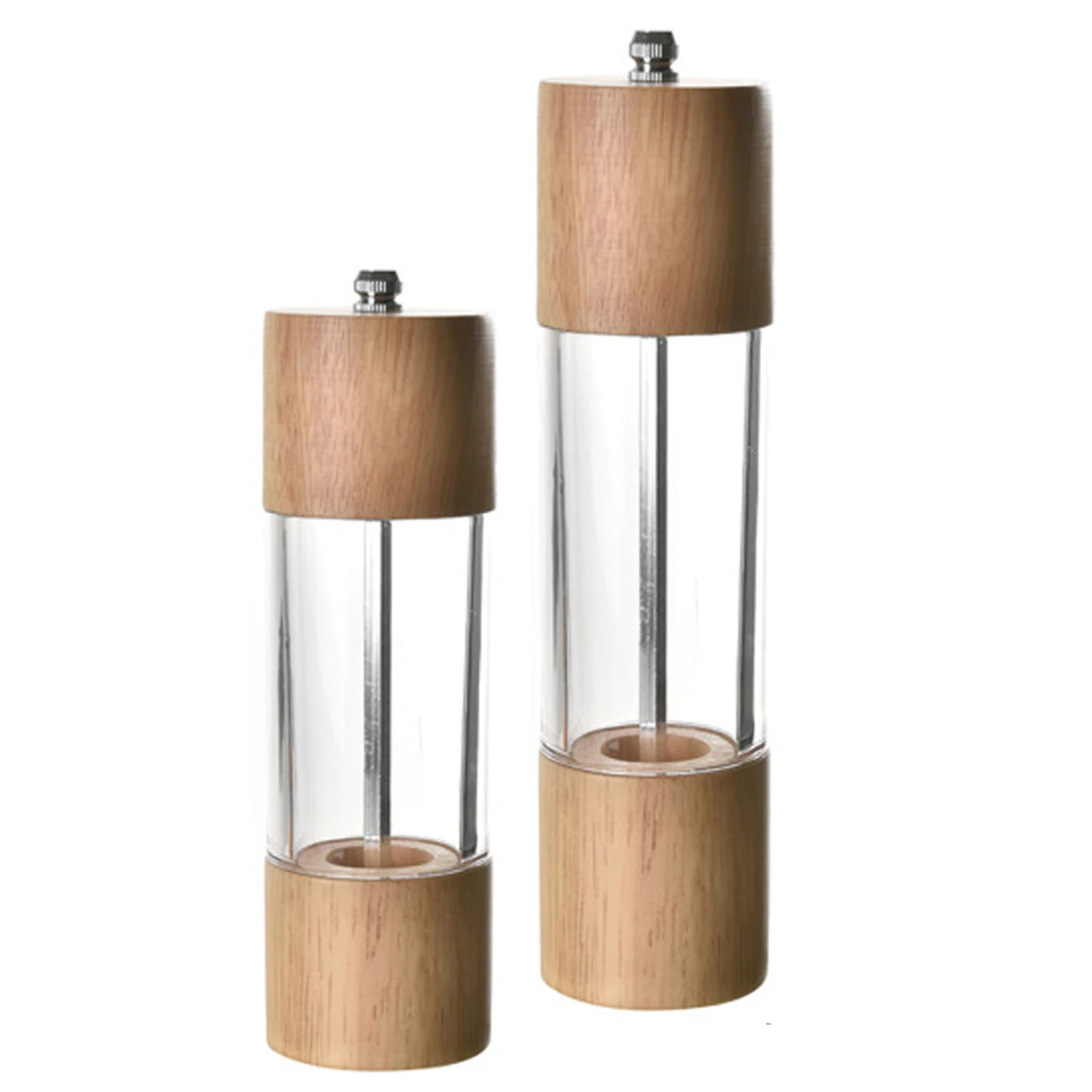 Manual Pepper Grinder, Wood Acrylic Pepper Grinder, Multifunctional Oak Patchwork Manual Spice Grinder for Efficient Grinding