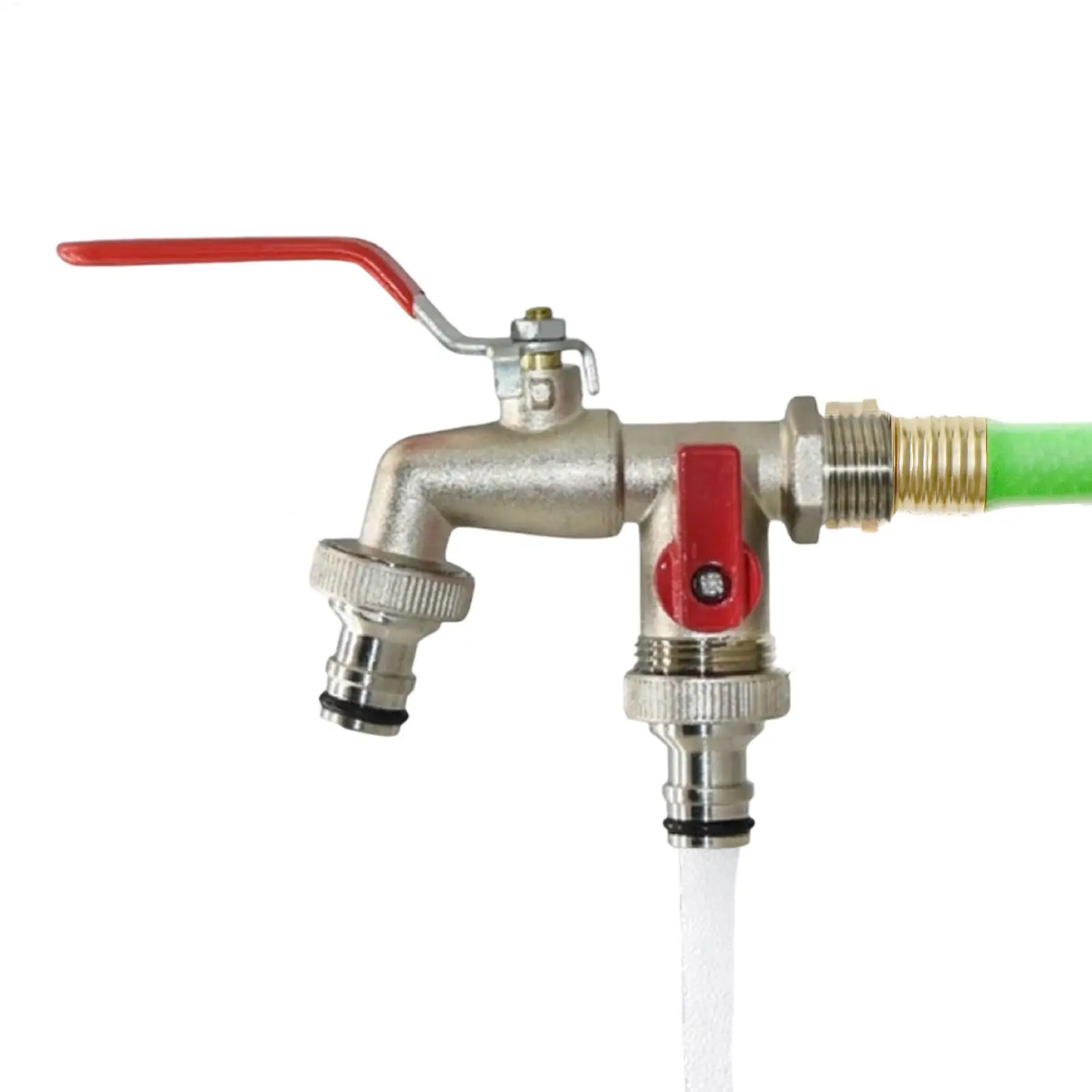 Outdoor Faucet 3/4 inch Frost-Proof Spigot with 2 Outlets Outdoor Spigot for Garden Lawn Yard Watering Irrigation Car Wash Plant
