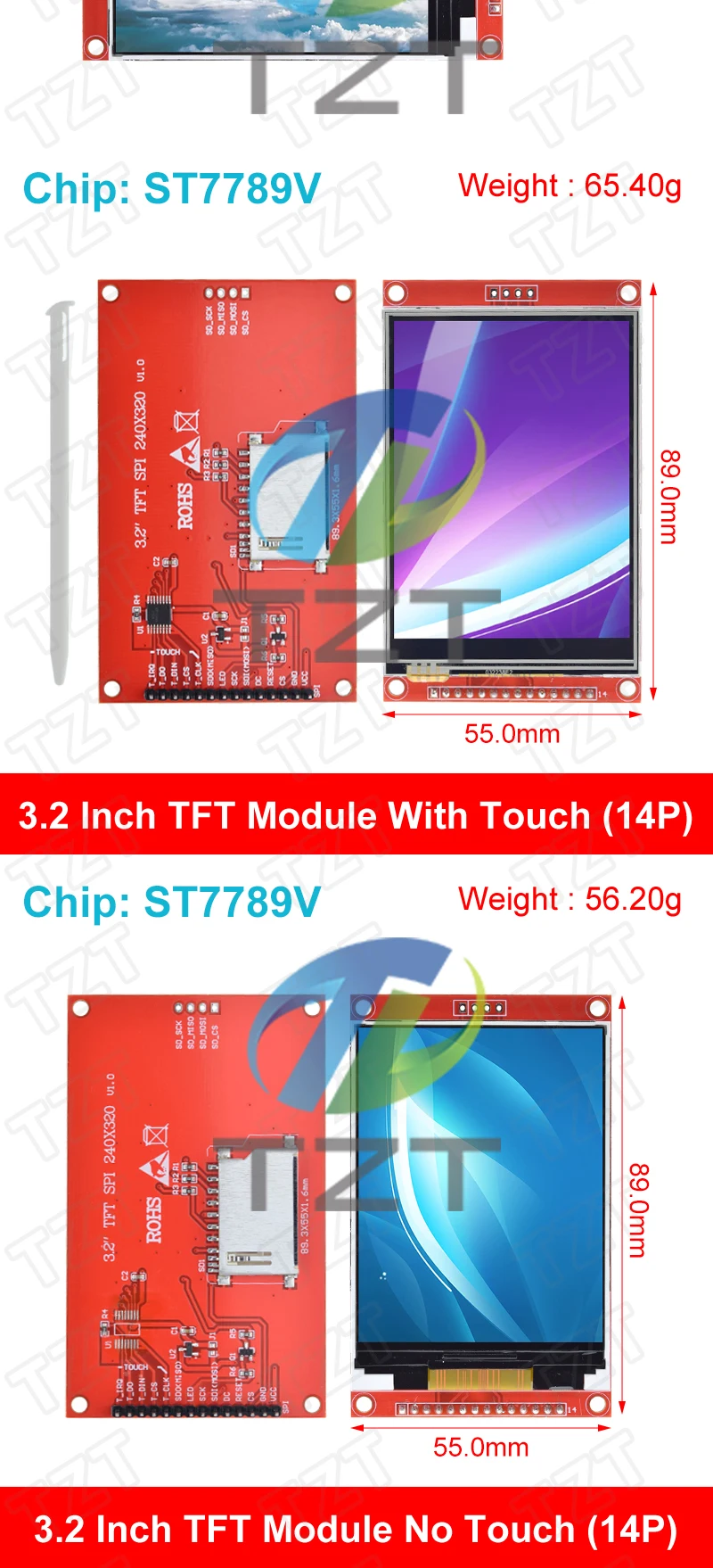 3,2" 3,2 Zoll TFT LCD Touch Screen Modul 240X320 ST7789 ILI9341 LCD Display für Arduino UNO MEGA2560 Board mit/ohne Touch – Detail 10