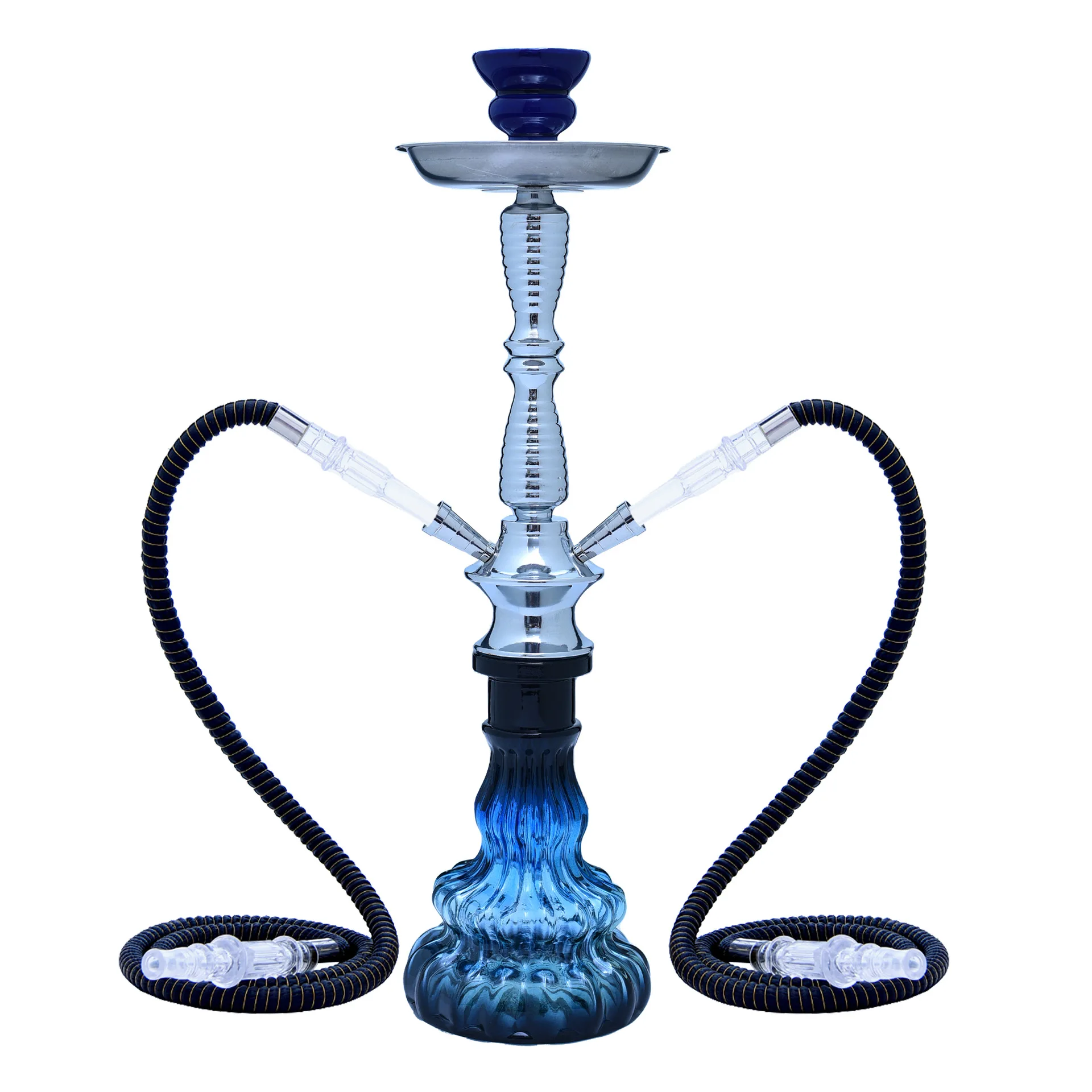 DEJAYA Glass Hookah with 2 Hoses Shisha Pipe Complete for Smoking Chicha Cachimba Shishsa Accessories Club Party