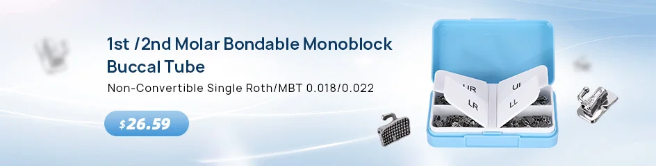 AZDENT 80 Stück/Box Zahnkieferorthopädische Zahnbänder aus Edelstahl mit Bukkalröhrchen First Molar Roth/MBT 022" 16 # -35 # Bukkalröhrchen – Detail 1