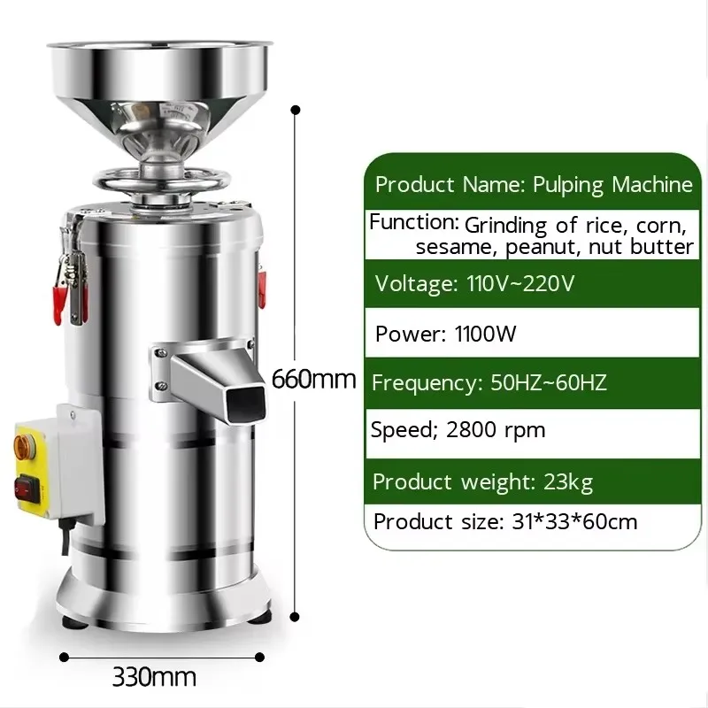 110V/220V Macchina per burro di arachidi Smerigliatrice per latte di sesamo e soia Macchina commerciale per burro di arachidi