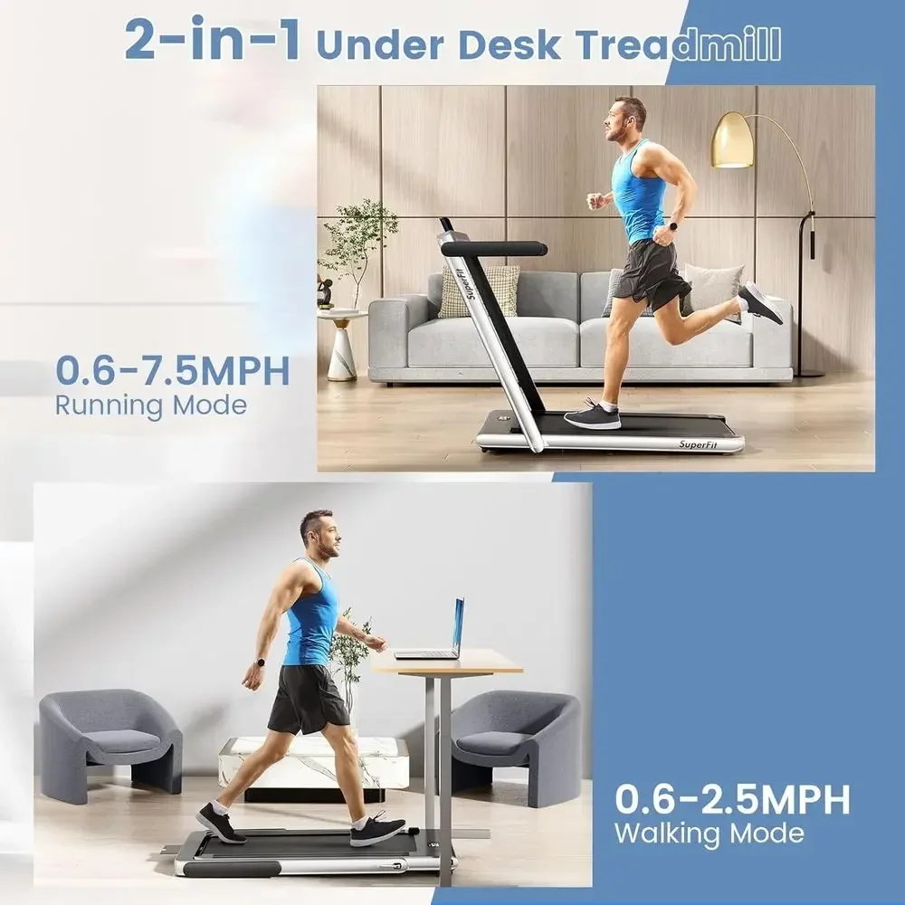 Dual-Function Desk Treadmill, 2.25HP with Touch & App Control, Bluetooth Speaker, Ideal for Home Office