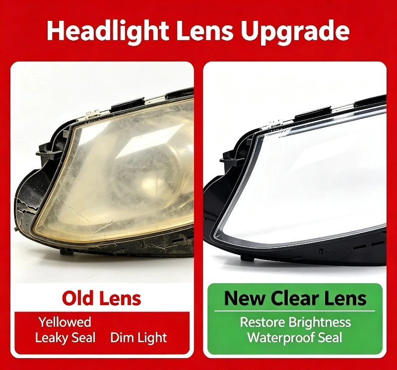 Moggic Headlight Lens Cover Compatible with Mercedes Benz E Class W213 2016 2017 2018 2019 Sedan Coupe Convertible Left Right