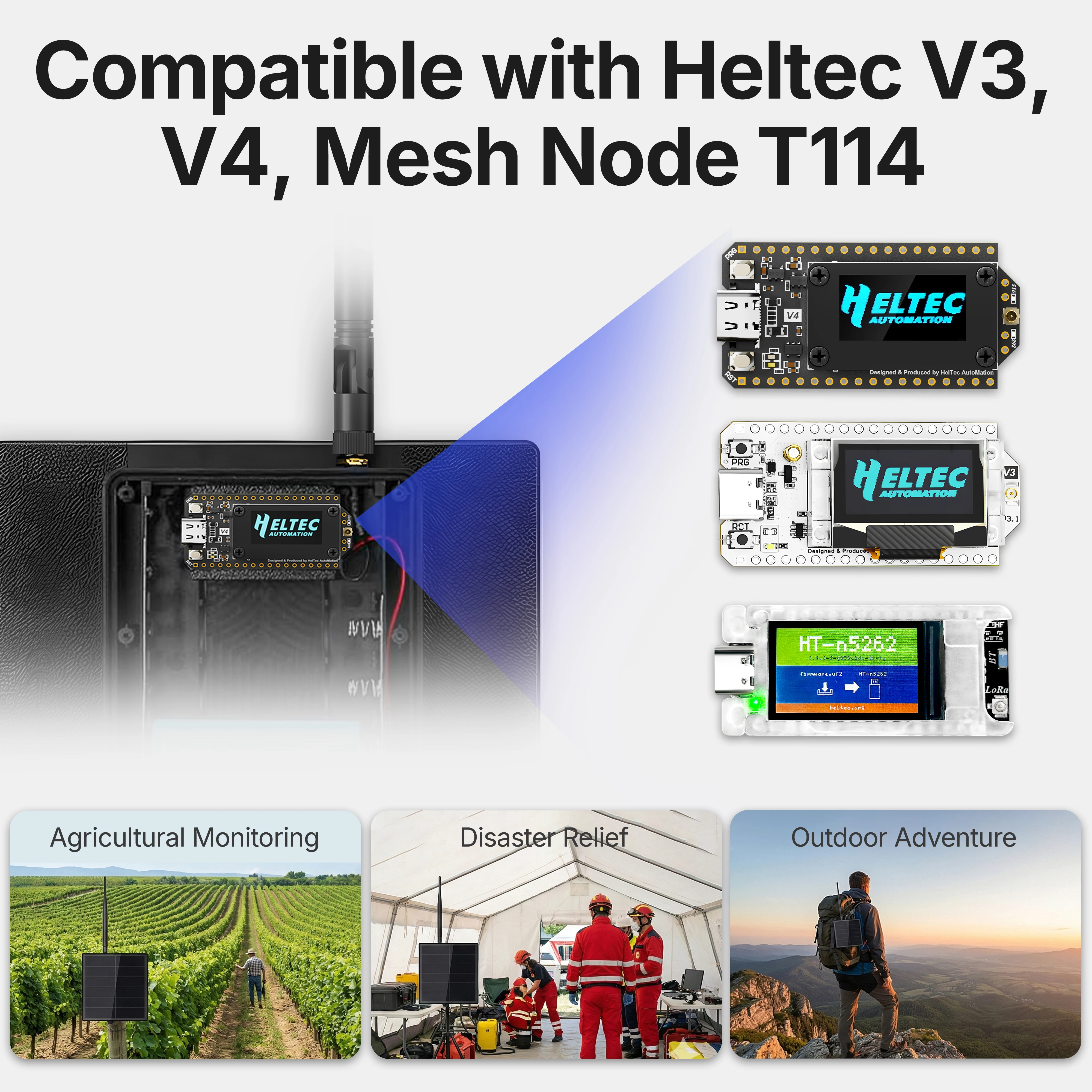 Heltec V4 LoRa Node D5L Waterproof Solar-Powered Node Repeater Kit Supports Meshtastic MeshCore ESP32 SX1262 NRF52840 Chips