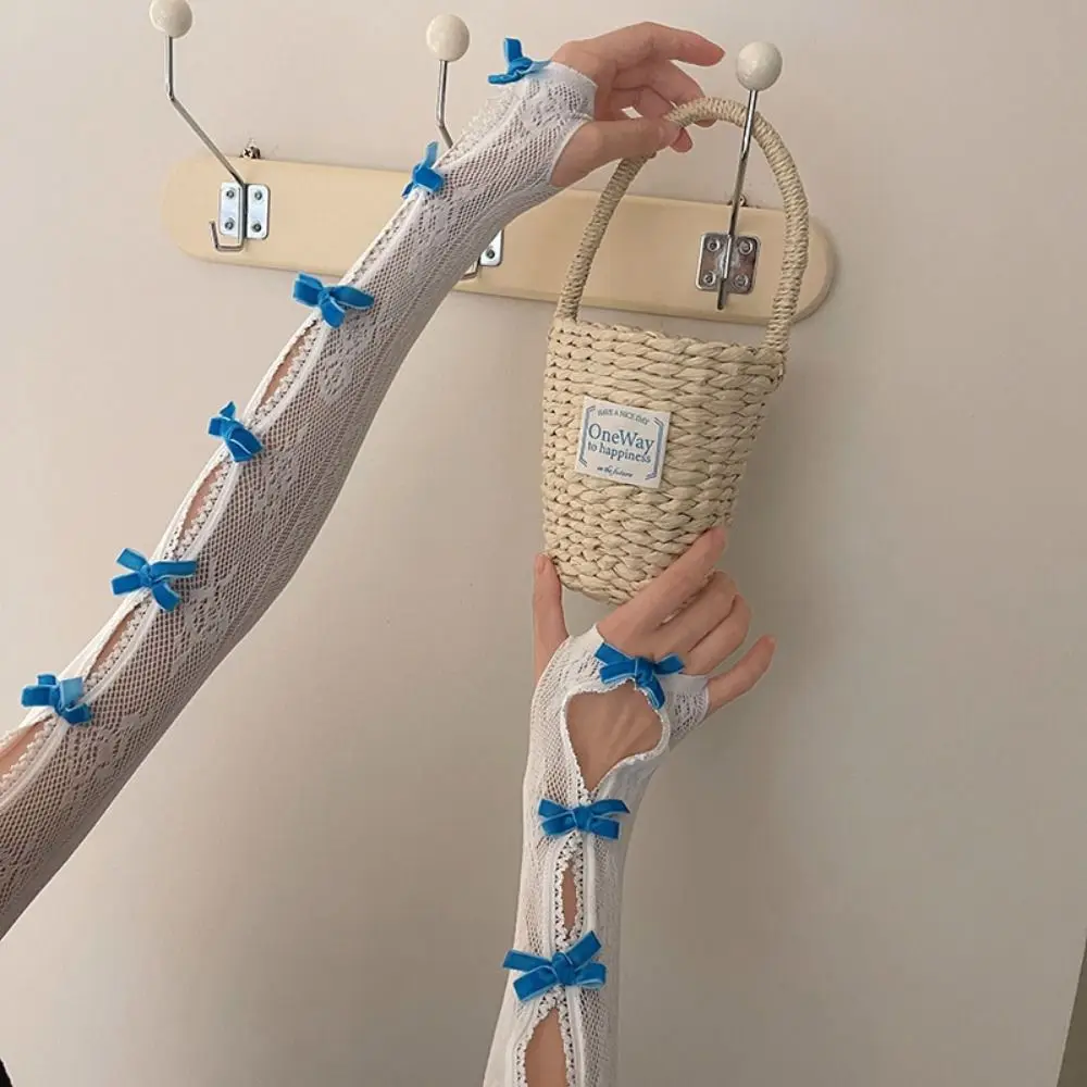 Chal gótico de encaje con mangas, chal con flejes, guantes sin dedos con lazo, guantes elásticos flocados de encaje Lolita sin dedos para fiesta de niña