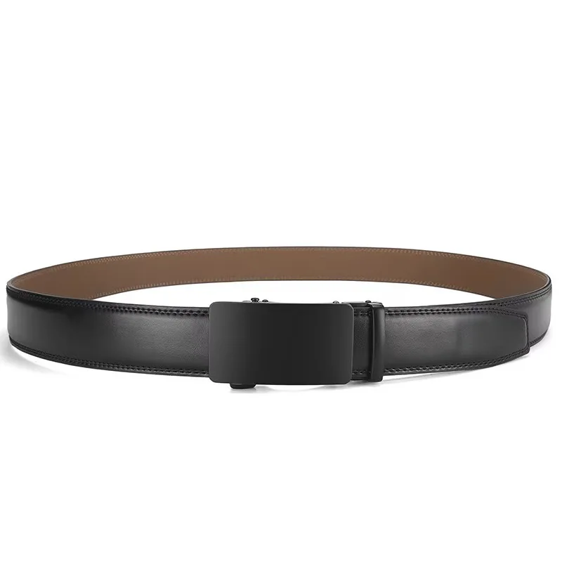 Cinto de couro da moda masculina cinto de couro de alta qualidade negócios fivela automática cinto de catraca aleatoriamente ajustável