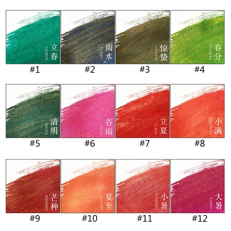 7ml 24 Solar Term Color Thực tế Vẽ tranh Glass Pen cho trường học