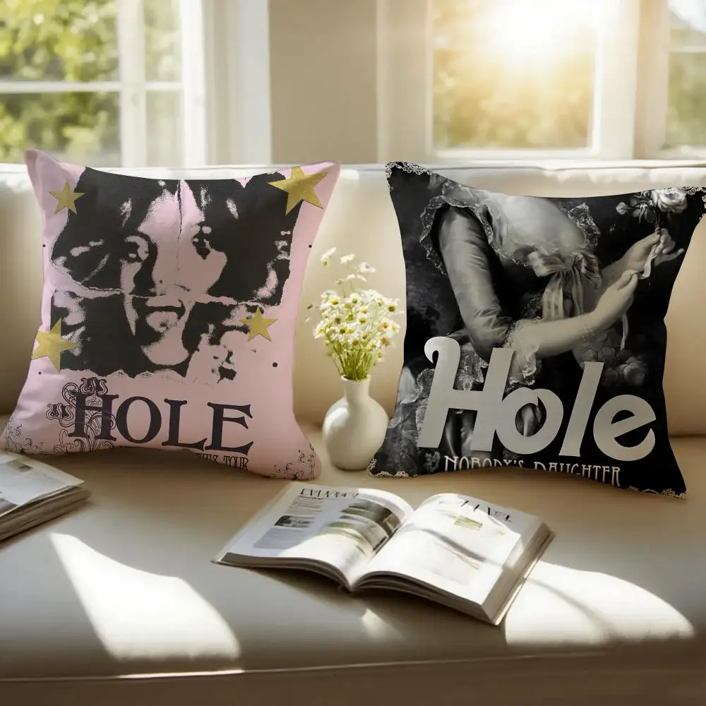Alternative Rock Band H-Hole Cushion Cover Pillowcase Anti-dustmite Invisible Zipper Short Plush Sofa Cushion