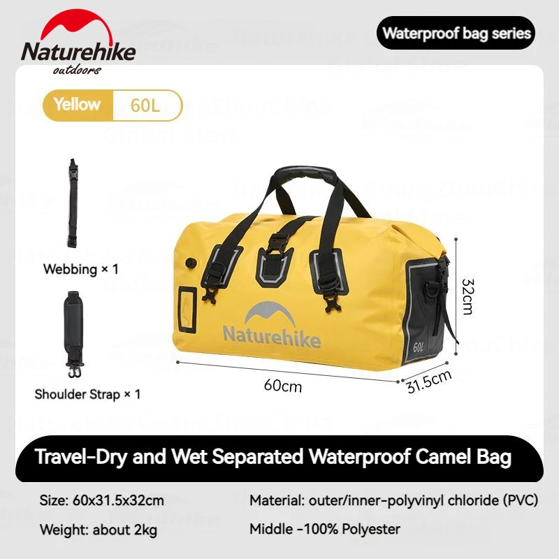 Naturehike IPX6 Wasserdichte Tasche 40L 60L 90L Motorrad Schwanz Tasche Outdoor Camping Reise Gepäck Träger Tragbare Stamm Lagerung PVC 7