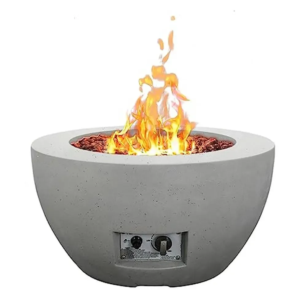 50,000 BTU Large Concrete Fire Pit Table Outdoor Garden Patio Gas Fire Pit Waterproof Smokeless Brick Bowl Style Fire Table with