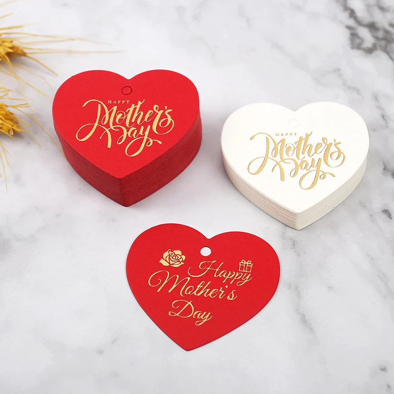 50Pcs Happy mother\'s Day etichetta a forma di cuore imballaggio scatole di decorazione carta per confezioni regalo fai da te fatte a mano Hang