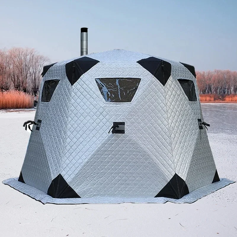 Winter Warrior 4 Person Sauna Tent: Insulated, Portable & Quick-Set-Up Outdoor Camping Solution for Ice Fishing Enthusiasts