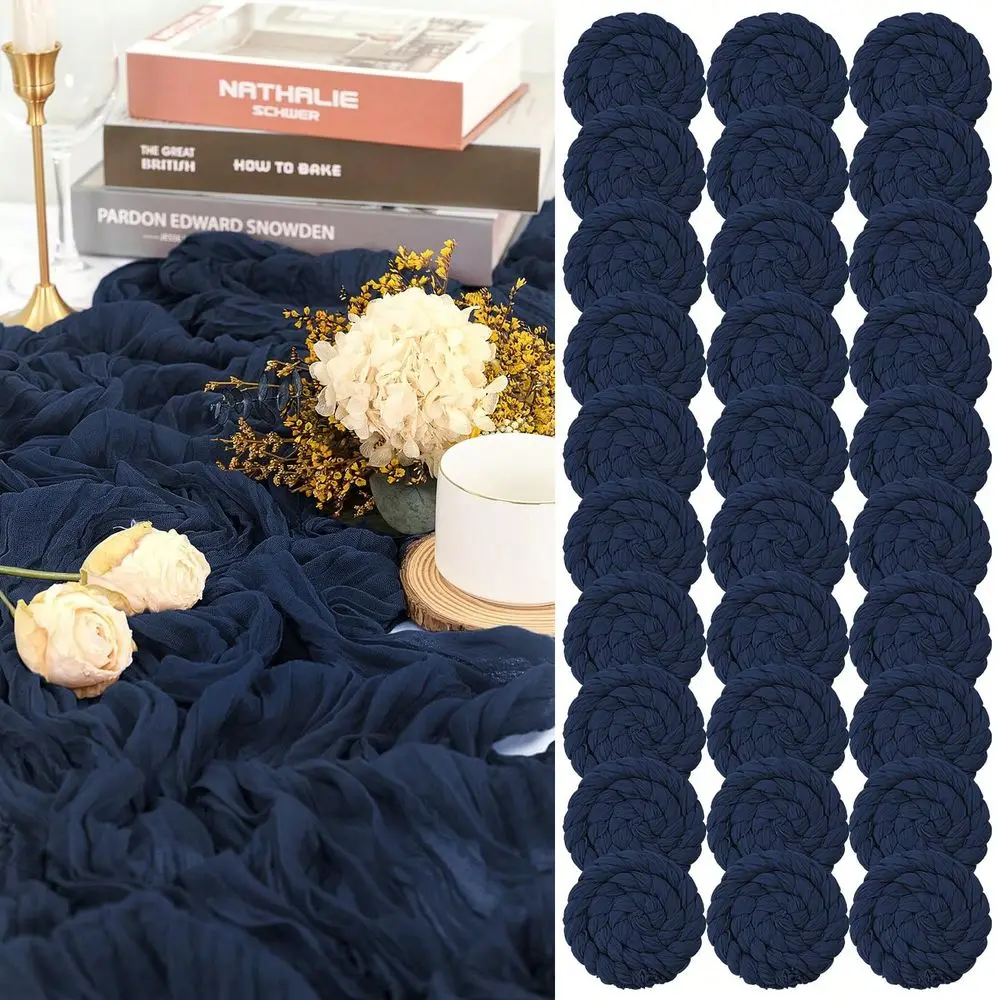 

Набор из 30 штук: Скатерть-дорожка из марли 20 x 120 дюймов, в деревенском стиле, бохо, для свадебного декора, скатерть для стола