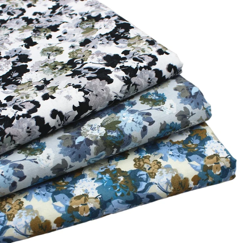 

140x50 см, летняя тонкая ткань в пасторальном стиле из чистого хлопка с цветочным принтом, однотонное женское платье 40 s, ткань для шитья одежды