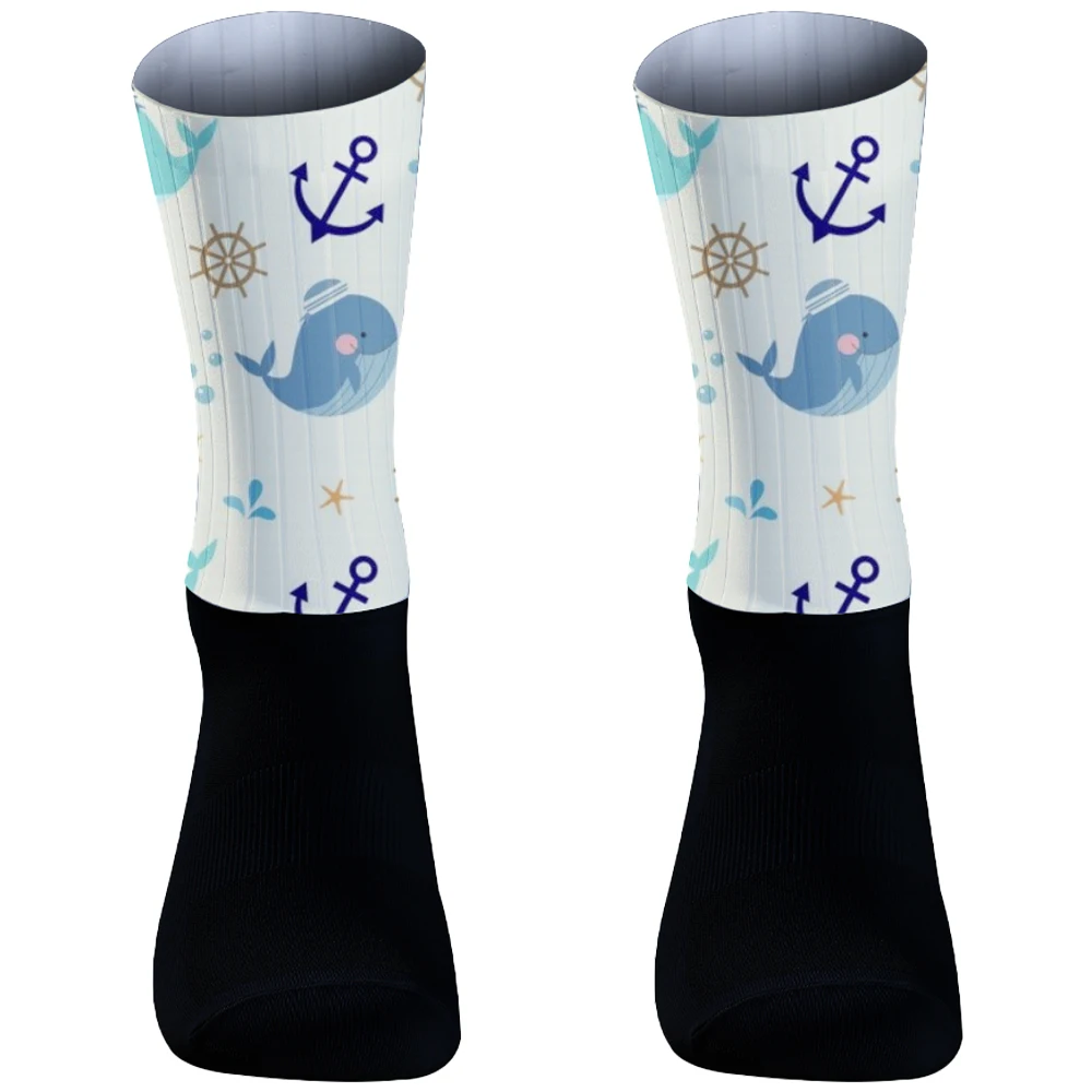 Calcetines con estampado de ancla para hombre y mujer, medias cálidas para ciclismo de montaña y fútbol, novedad