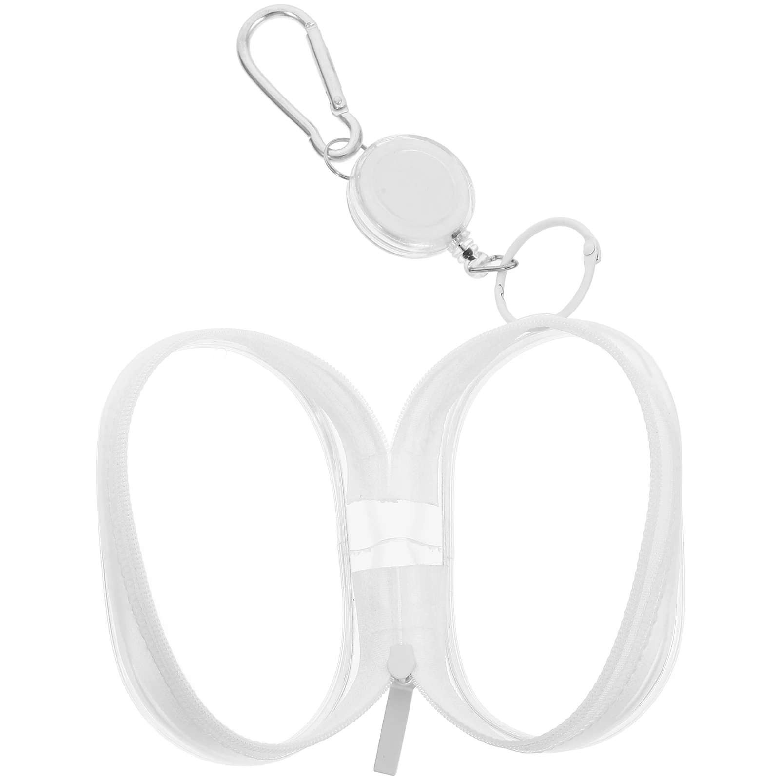 

Transparent Hanging Bag For Phone Data Cable Earphone Storage Portable Pvc Organizer Aluminum Alloy Clip Keychain Holder