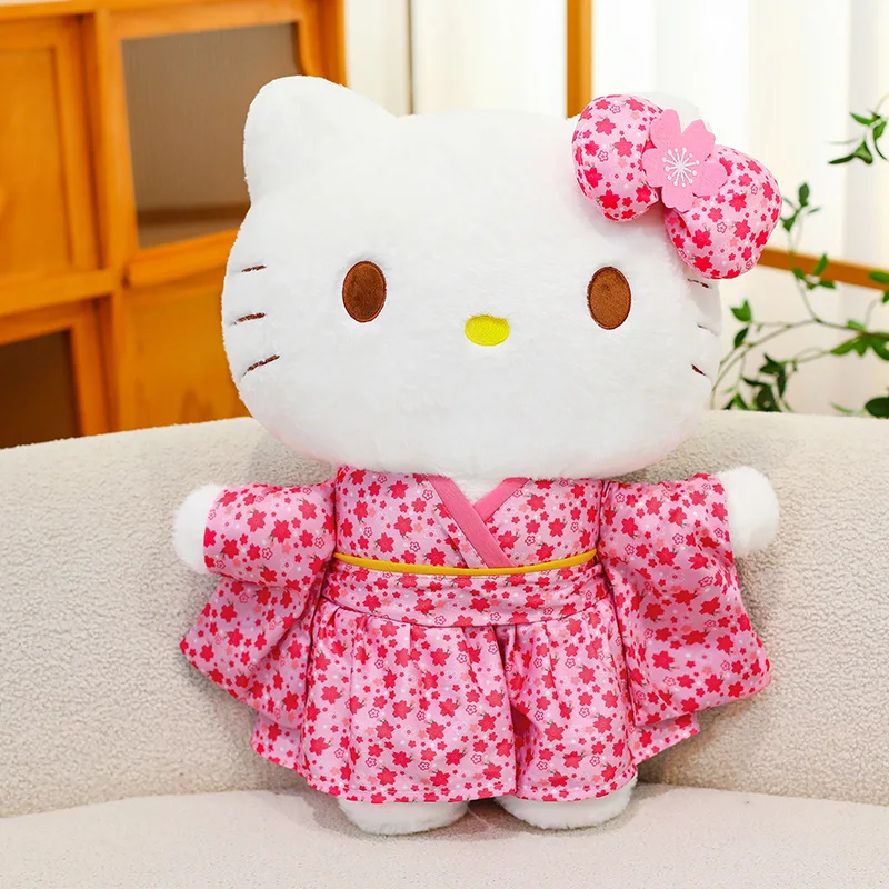 Japanse stijl Sakura roze kimono Hello Kitty knuffel schattig zacht kussen kamer/bank decoratief kussen en metgezel pop meisje cadeau