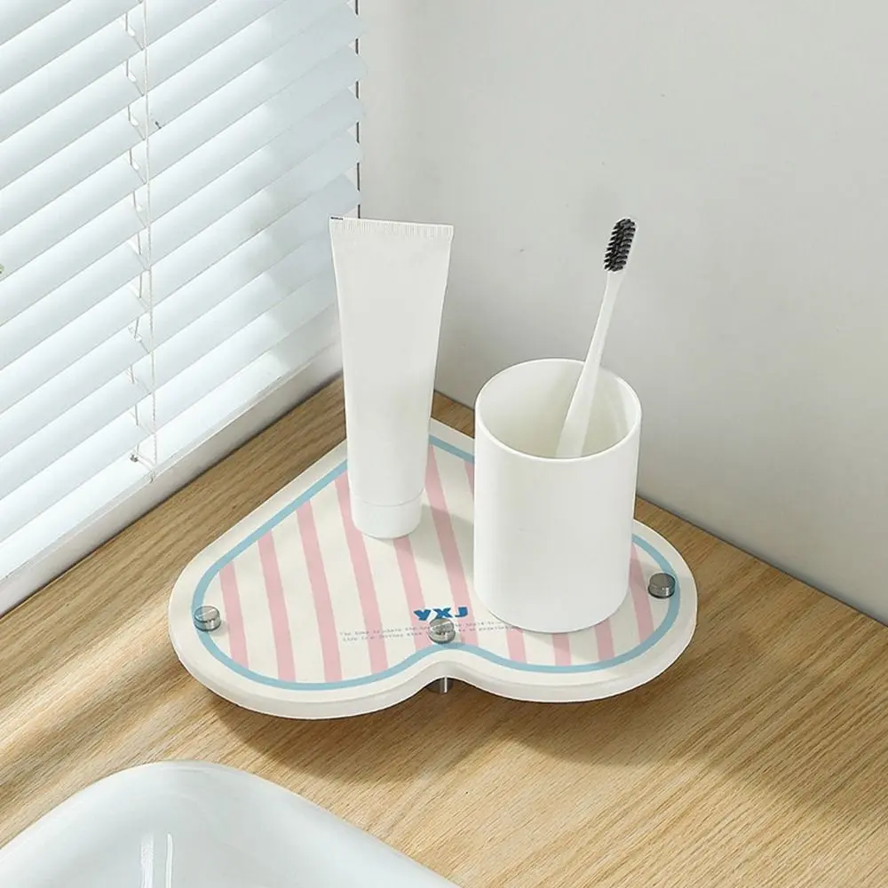 

Heart Pattern Diatom Mud Bathroom Tray Water-absorbent Anti-slip Bathroom Storage Rack Moisture-proof Quick-Drying