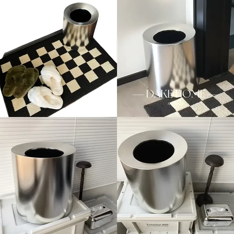 Silver Electroplated Trash Can Modern Luxury Waste Bin for Home Office Bathroom Bedroom Living Room Storage Bucket