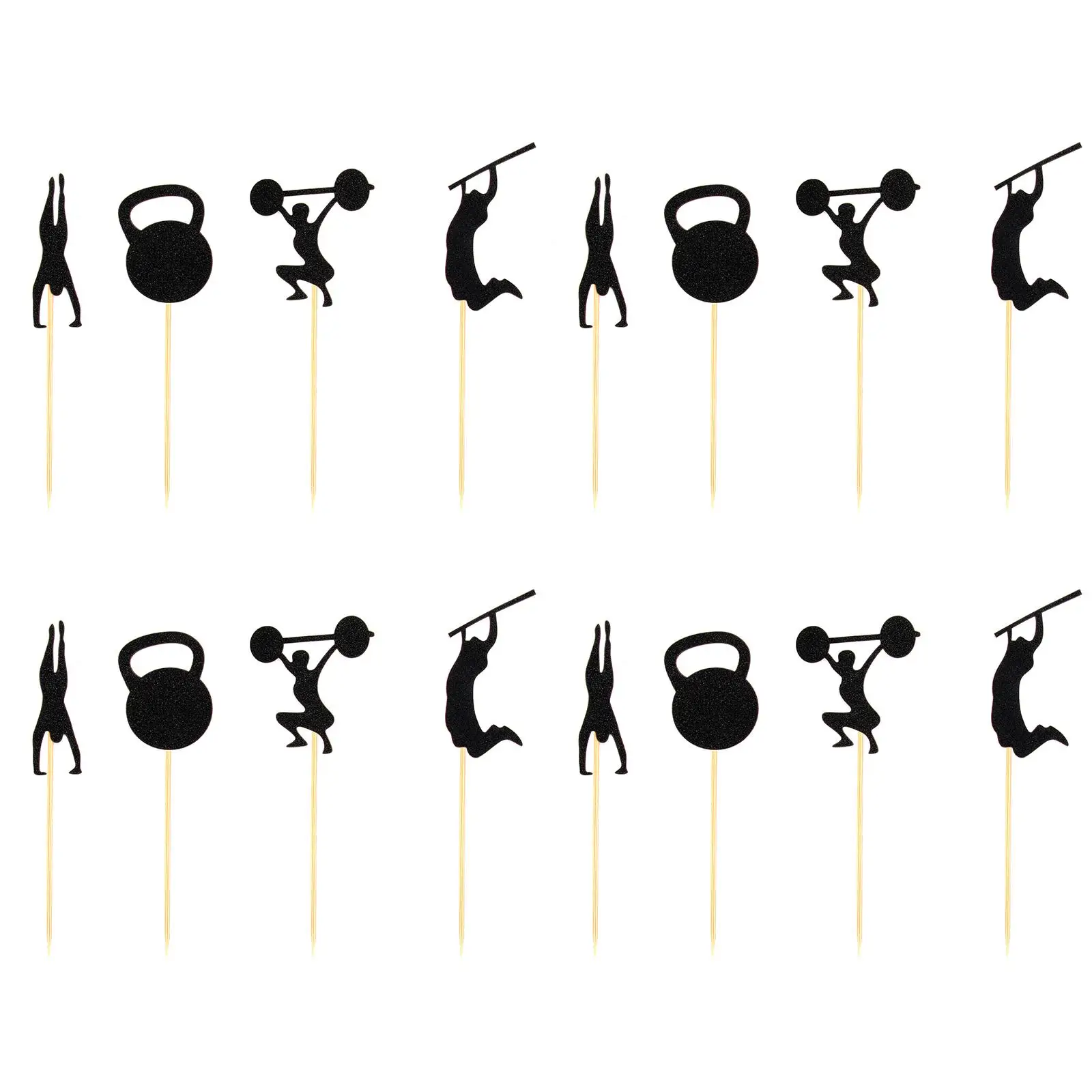 

48 Pcs Gym Cake Decorations Insert Cupcake Adornment Dessert Party Supplies Fitness