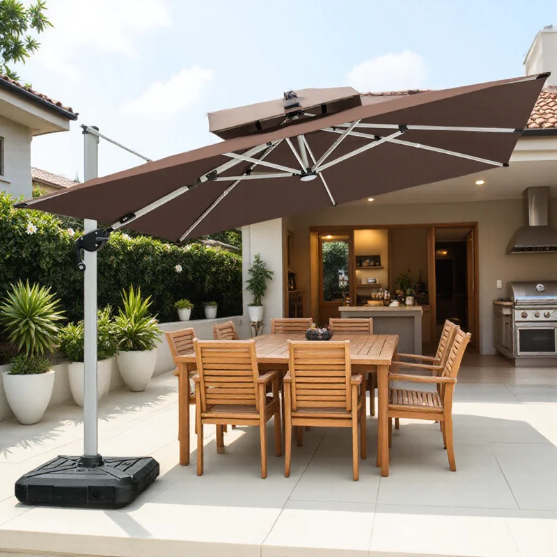 

[280 грамм навеса из полиэстера] Зонт для сада/отеля/черда/пабу/патио/пляжа на открытом воздухе, толстый зонт с ал-полюсом, гарантированный зонт высшего качества