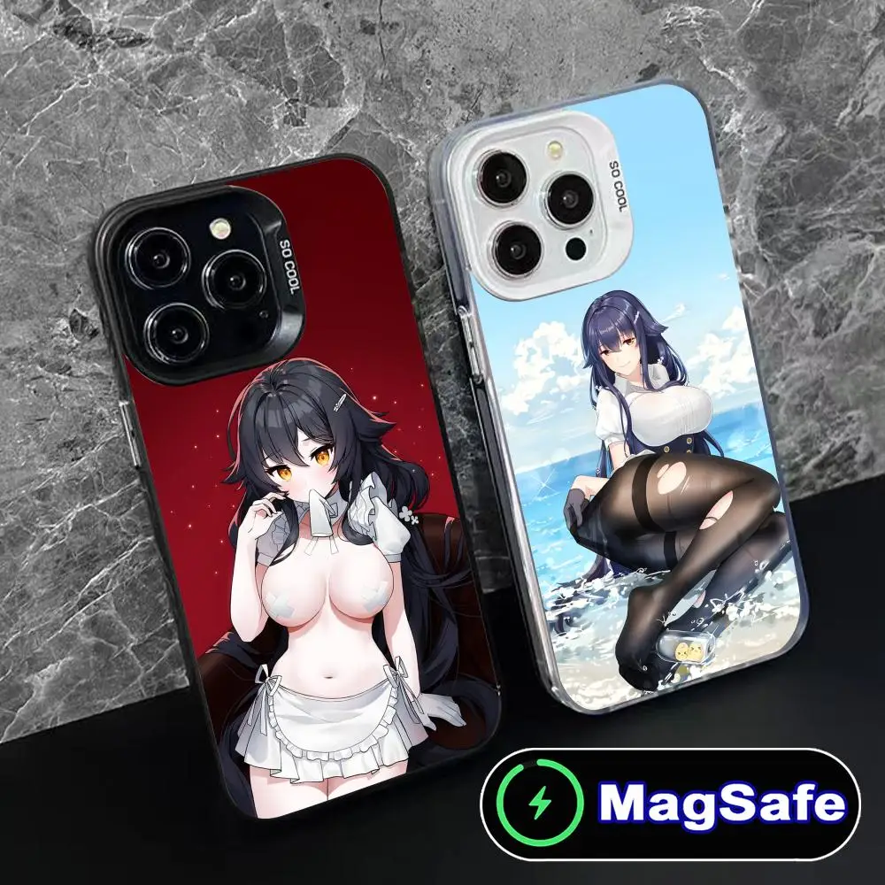 

Чехол для мобильного телефона Azur Lane Azuma для iPhone 16, 15, 14, 13, 12, 11 Pro Max Plus MagSafe, полупрозрачный цветной защитный роскошный красивый чехол
