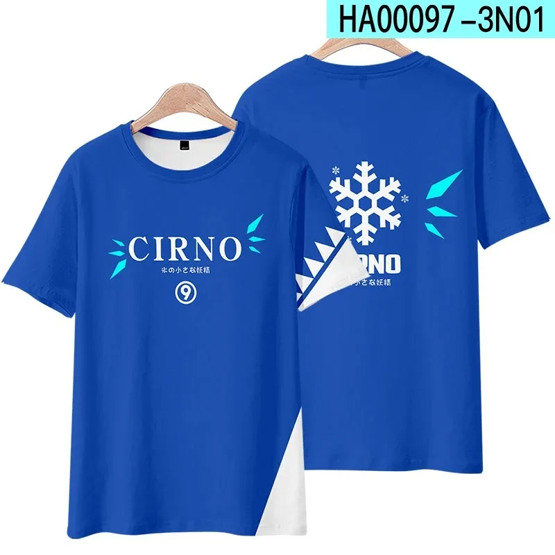 T-shirt Anime Touhou Project 3D, Manga curta, Camisetas gráficas engraçadas, Fantasia de Cosplay, Cirno, Hakurei, Reimu, Yorigam