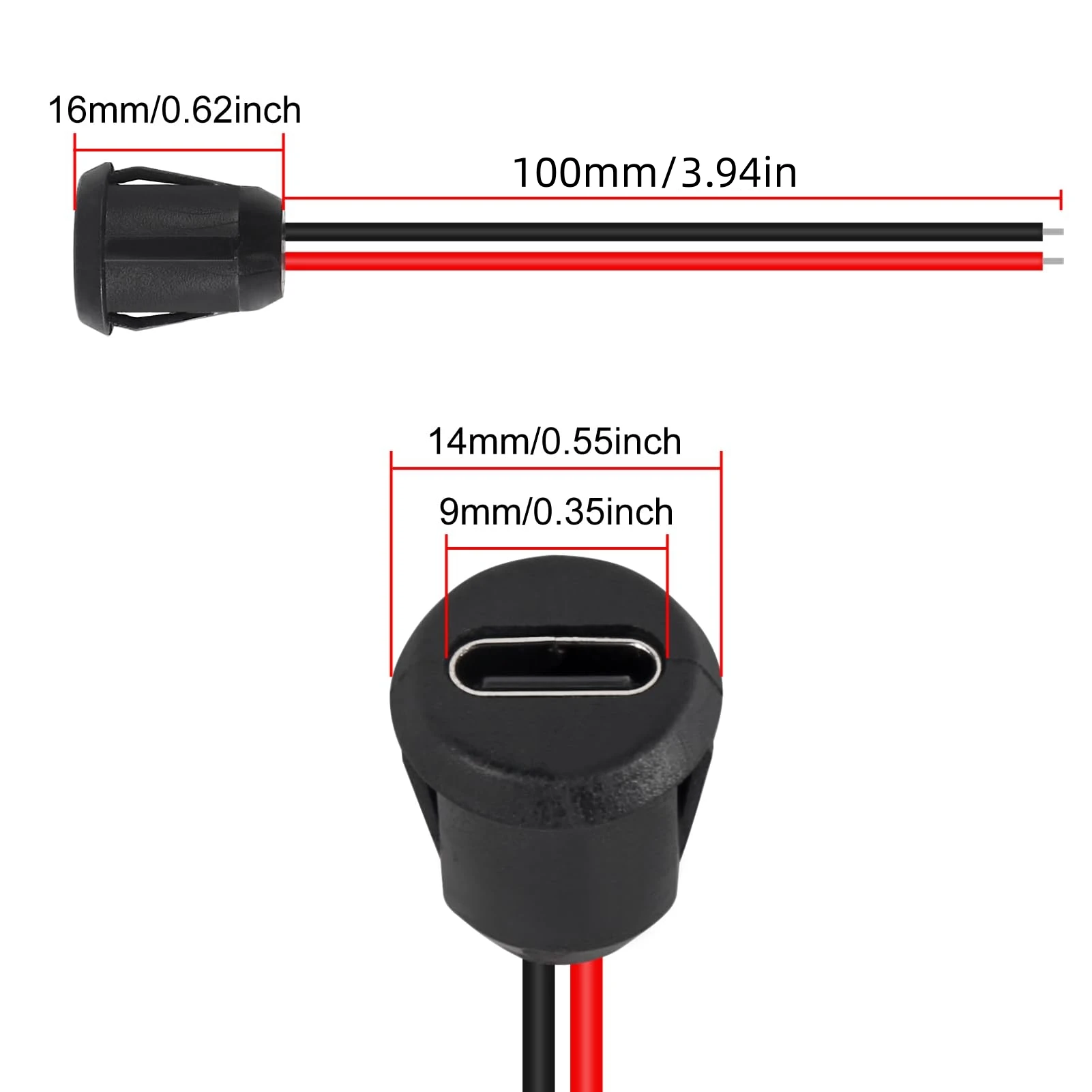 5/10PCS Type-C Female Chassis 2Pin Direct Crimp USB Female Chassis C Connector Jack Female Charging Port with Card Buckle USB-C