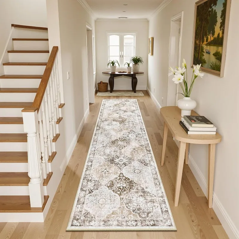Bohemian Corridor Hallway Long Carpet Foldable Machine Washable Sofa Coffee Table Non-slip Floor Mat Home Bedroom Bedside Rug 러그