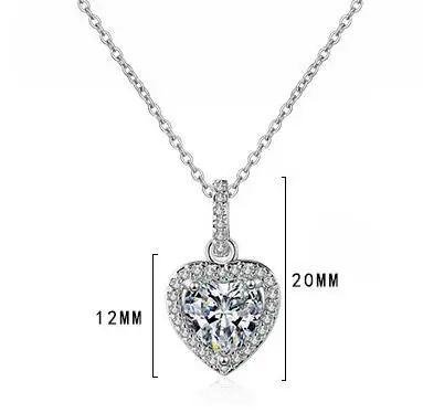 925 Sterling Silver 4 Carat D Color Heart Moissanite Pendant Necklace For Women Sparkling Pink Gemstone Party Fine Jewelry