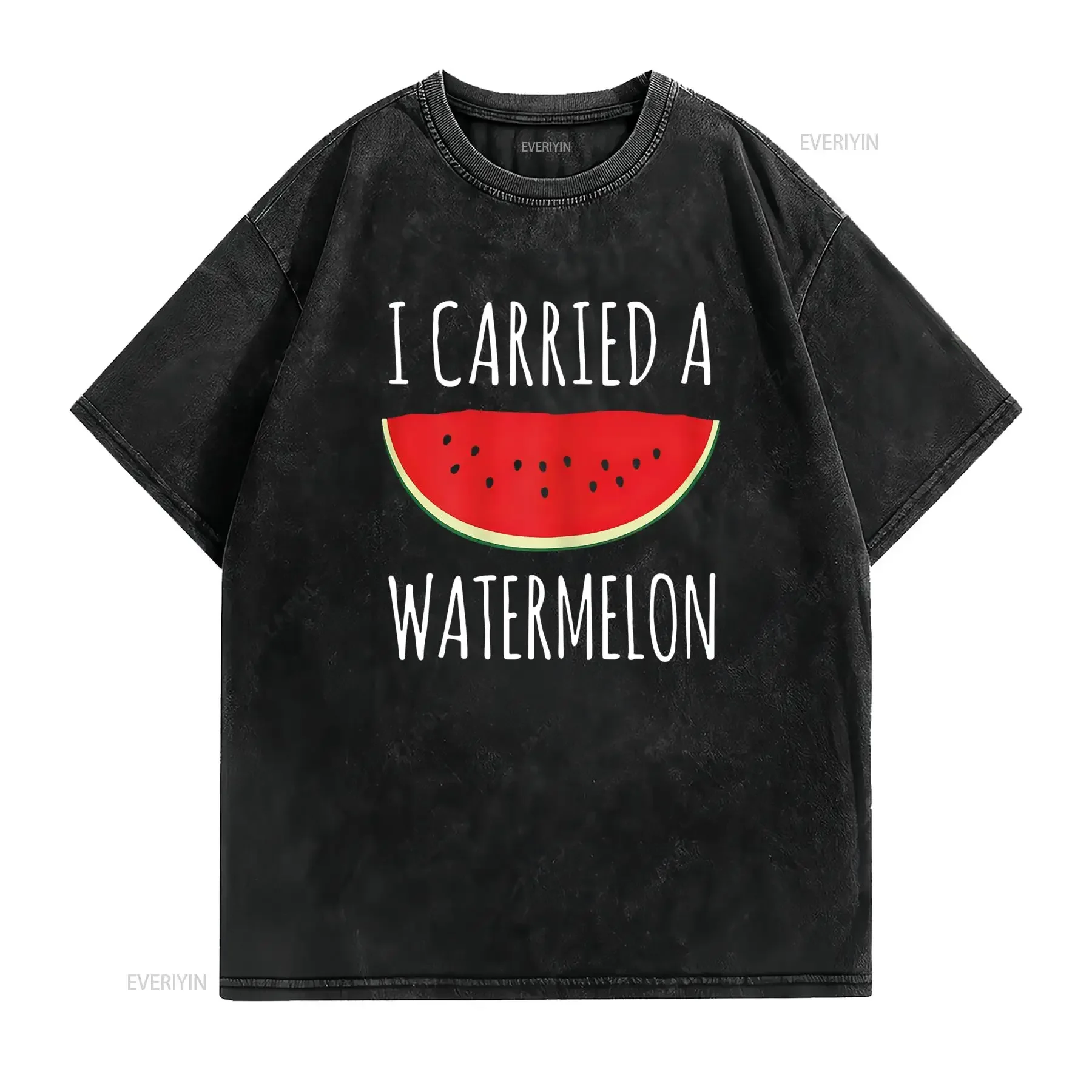 تي شيرت مضحك I Carried A Watermelon لطيف للرقص للفتيات عتيق مغسول وممتد برسومات أوم قابلة للتنفس