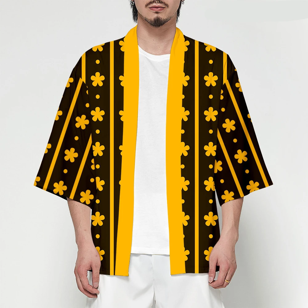 Kostum Cosplay Anime Dressrosa Corrida Colosseum Kaus Atasan Kasual Kaus Bunga Matahari