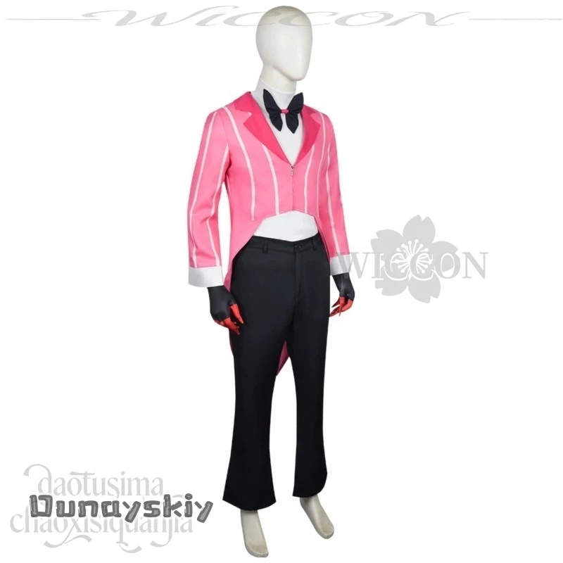 Hemera S @ راديو فستان جديد شيطان على تأثيري أنيمي شيطان على Se2 زي الوردي بدلة جميلة سترة القوس السراويل الباروكات قفازات الباروكات HalloweenCos #3