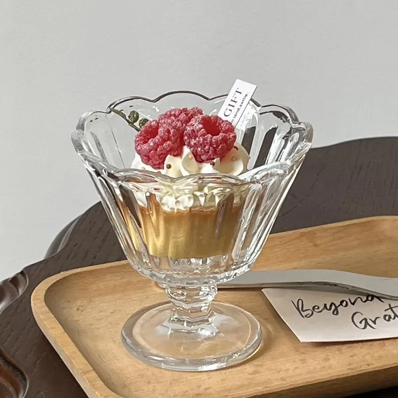 150ml Transparent Glass Cup Lace Tall Cup Ice Cream Dessert Cup Pudding Ice Cream Bowl Holiday Party Drinkware Kitchenware
