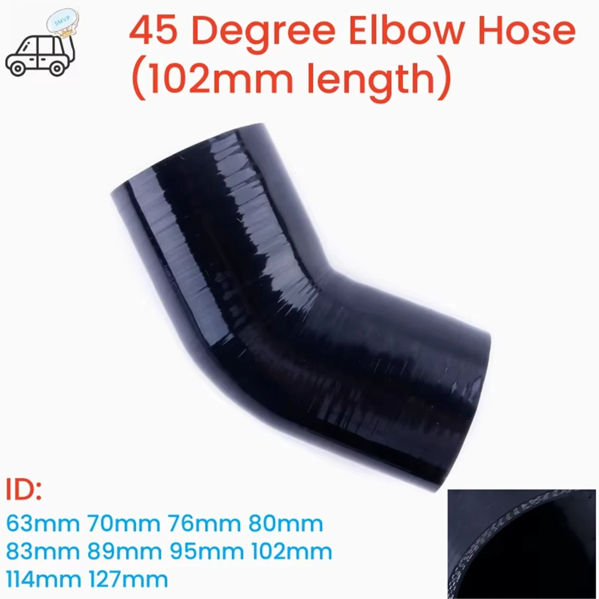 3PLY 102mm Length 45 Degree Elbow Universal Hose ID 63mm 70mm 76mm 80mm 83mm 89mm 95 102 127mm Silicone Coolant Intercooler Tube