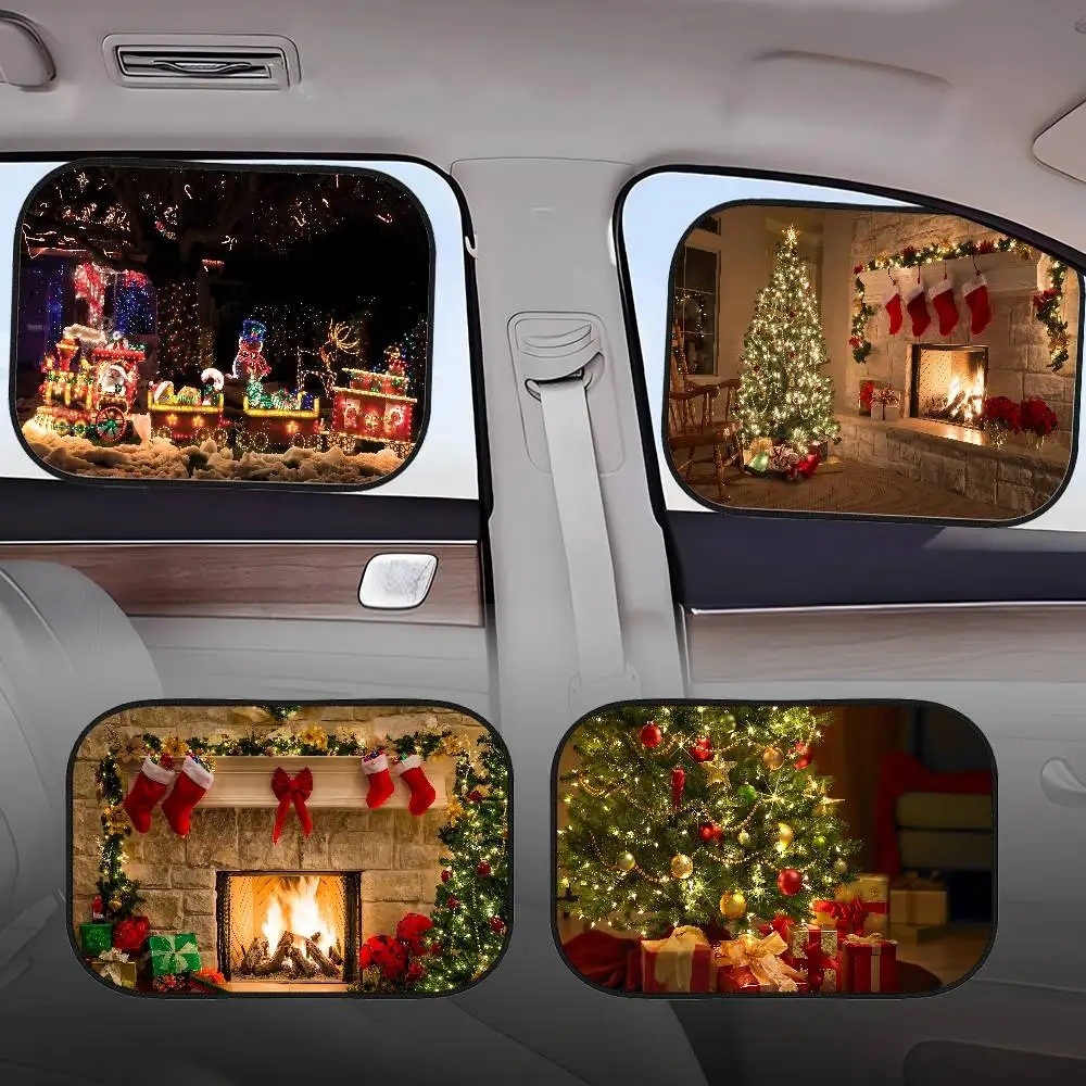 C-عيد الميلاد-S الجانب نافذة الشمسيات سيارة كهرباء فيلم الجانب نافذة ظلة الزجاج الأمامي السيارات نافذة ظلة غطاء للطفل #1